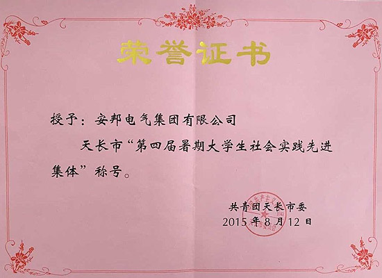 秋葵视频污版下载集團榮獲天長市“第四屆暑期大學生社會實踐先進集體”稱號(圖1)